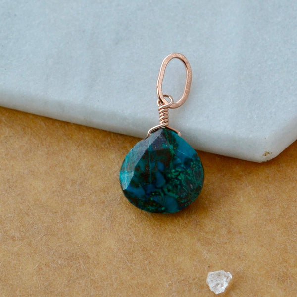 Reef Gem Charm - banded blue green chrysocolla gemstone charm