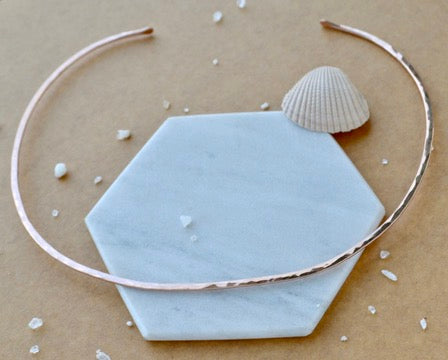 Canoe Collar Necklace - handmade hammered oval collar necklace