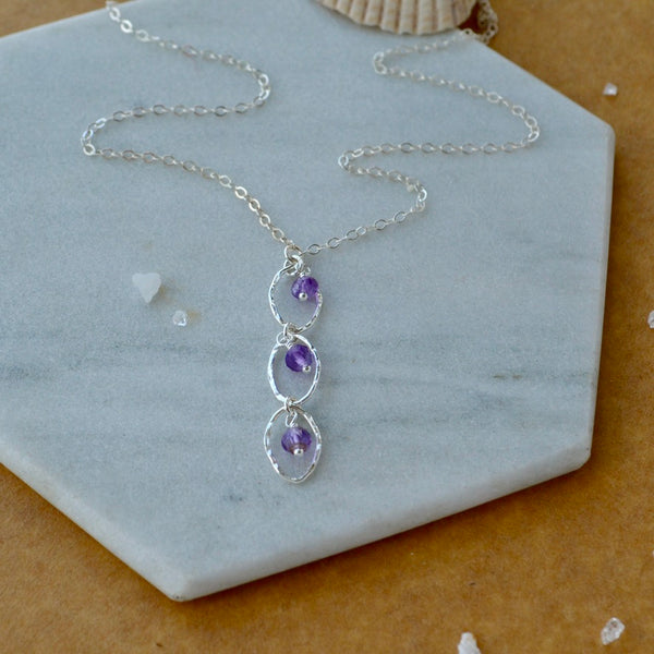 Splash Necklace - triple marquise dangle Y necklace with birthstones