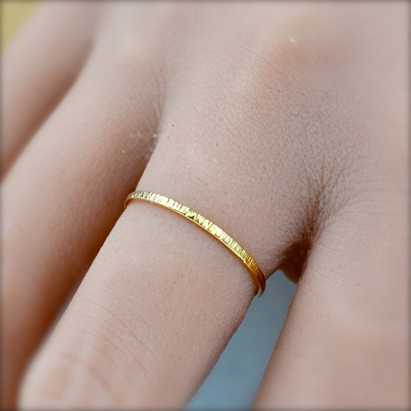 Beam RING delicate hammered band ring simple stacking rings 1mm wide stacker ring water resistant rings ocean lover jewelry nickel free jewelry sustainable gold stacker ring