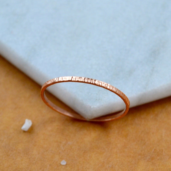 Beam RING delicate hammered band ring simple stacking rings 1mm wide stacker ring water resistant rings ocean lover jewelry nickel free jewelry sustainable rose gold stacker ring