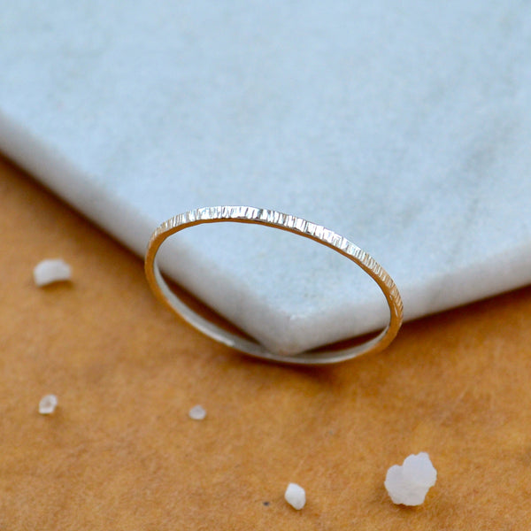 Beam RING delicate hammered band ring simple stacking rings 1mm wide stacker ring water resistant rings ocean lover jewelry nickel free jewelry sustainable silver stacker ring