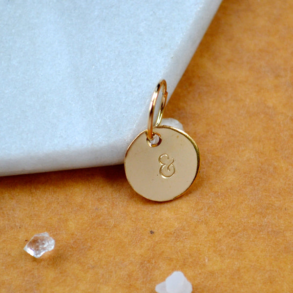 CHARM pendant and symbol charms ampersand pendants handmade circle custom charm cursive pendant simple jewelry delicate handmade charm jewelry gold charms