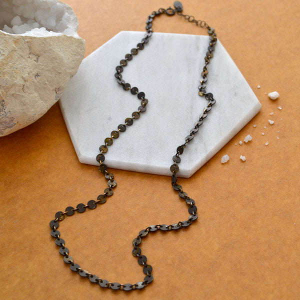 COIN CUSTOM CHAIN NECKLACE black silver coin chain bracelet dainty neck chains waterproof jewelry water resistant necklaces handmade on whidbey nickel free necklace sustainable