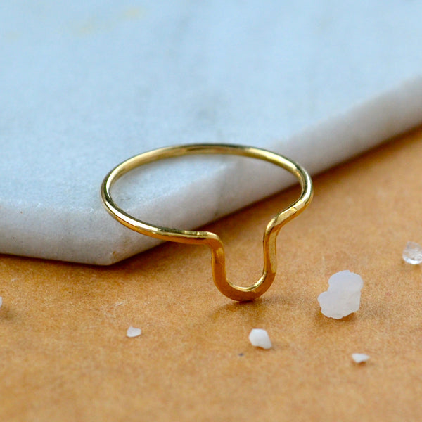 Cove RING delicate hammered arch ring simple stacking rings 1mm wide stacker ring waterproof rings stacker ring U shaped handmade gold rings nickel free jewerly sustainable