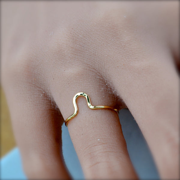 Cove RING delicate hammered arch ring simple stacking rings 1mm wide stacker ring waterproof rings stacker ring U shaped handmade gold rings nickel free jewelry sustainable