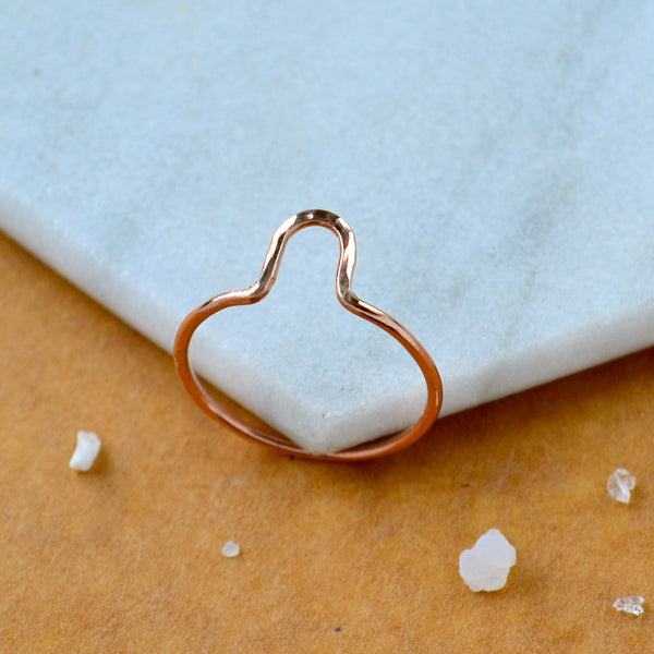 Cove RING delicate hammered arch ring simple stacking rings 1mm wide stacker ring waterproof rings stacker ring U shaped handmade rose gold rings nickel free jewelry sustainable