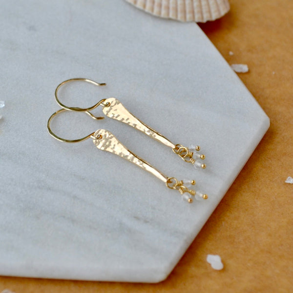 Sea Spray Earrings - modern dangle spike earrings with birthstones