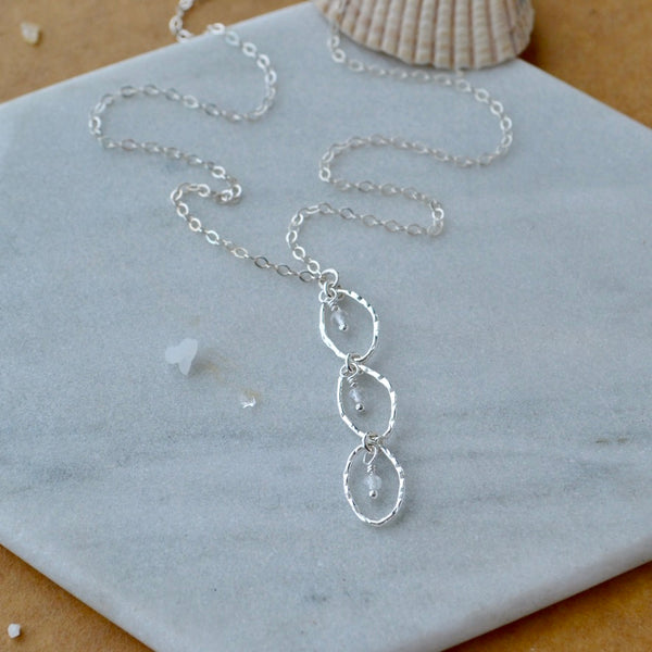 Splash Necklace - triple marquise dangle Y necklace with birthstones