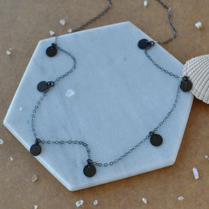 Droplets Necklace fringe multi circle pendant hammered charm oxidized sterling silver