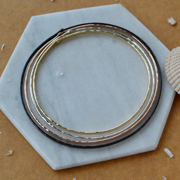 Dusk Bangle Bracelet - hammered circle bracelet bangle handmade