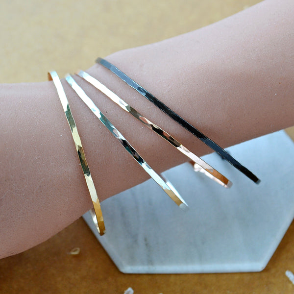Dusk Bangle Bracelet - hammered circle bracelet bangle handmade