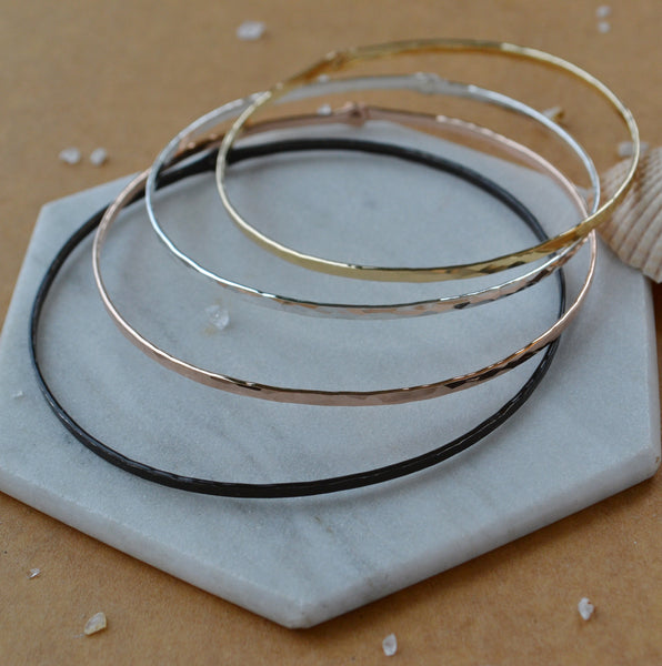 Dusk Bangle Bracelet - hammered circle bracelet bangle handmade