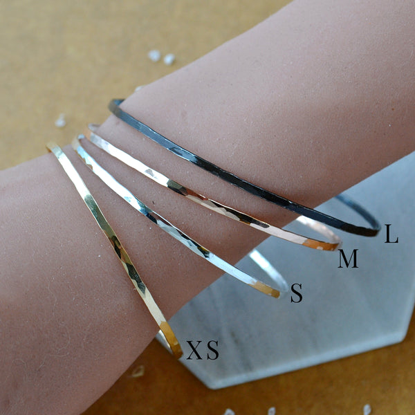 Dusk Bangle Bracelet - hammered circle bracelet bangle handmade
