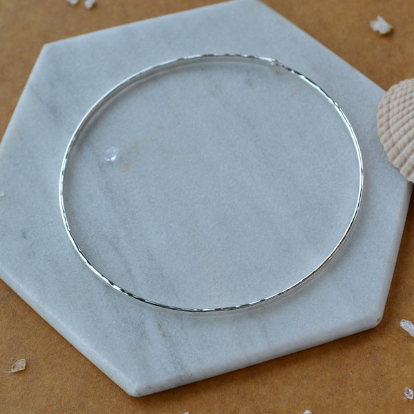 Dusk Bangle Bracelet - hammered circle bracelet bangle handmade