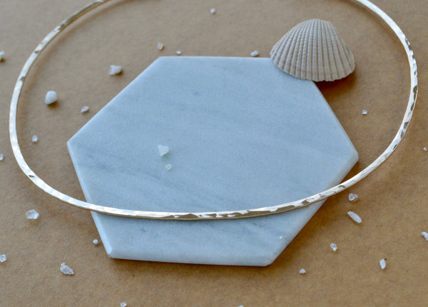 Canoe Collar Necklace - handmade hammered oval collar necklace