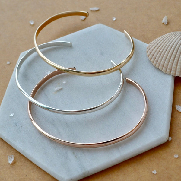 Chubby Cuff Bracelet - polished half round 3mm cuff bracelet