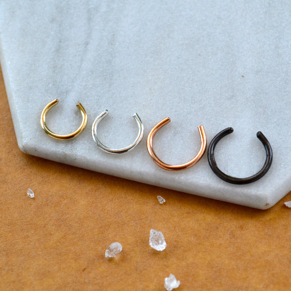 EAR CUFF EARRINGS sizes dainty smooth wire eternity ear cuffs earring simple gold filled jewelry delicate layering jewelry stacking earcuff made on Whidbey Island jewelry nickel free nose cuff sizes septum cuffs
