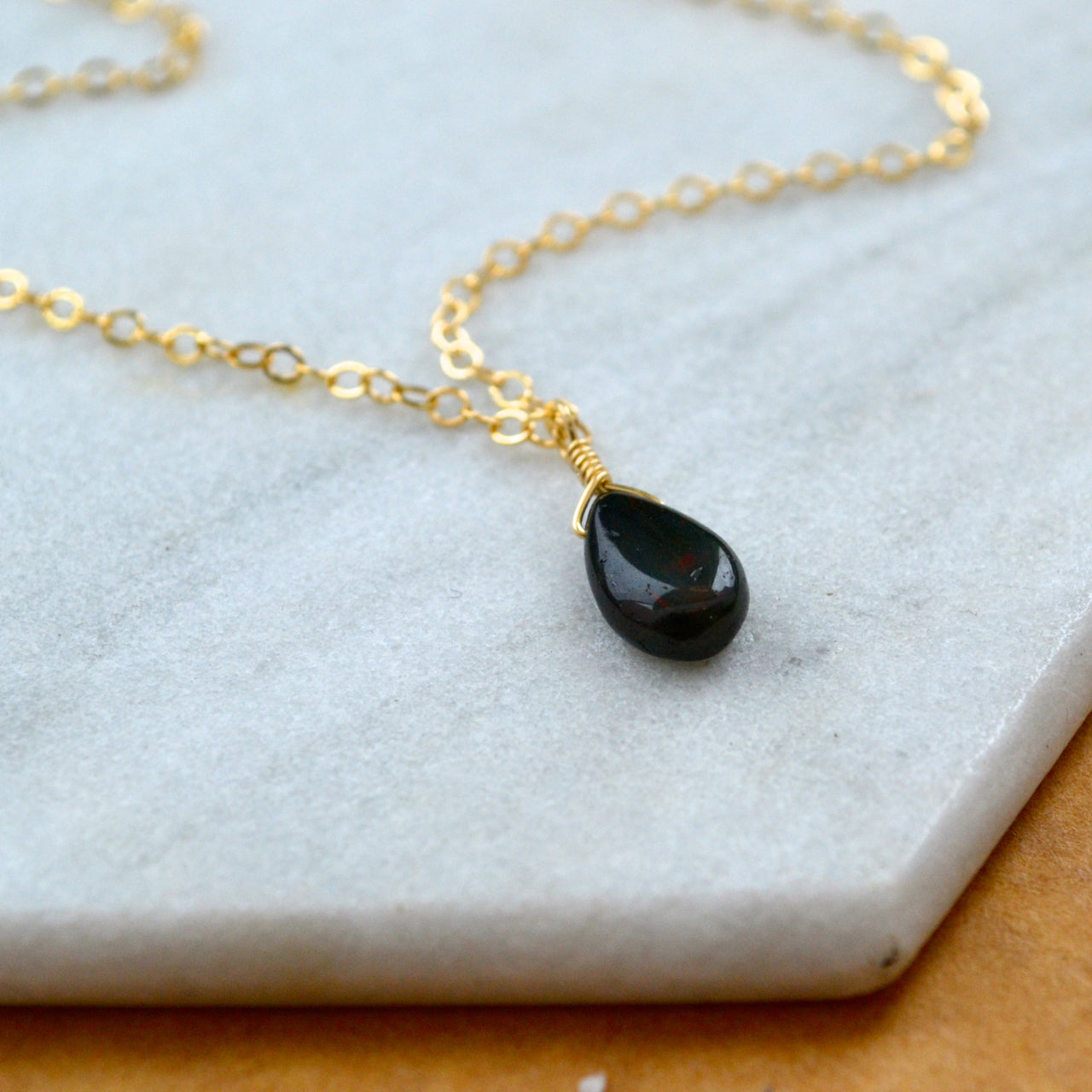Ember necklace black opal gemstone necklace handmade gem pendant black stone necklace simple gem charm black opal gold necklace sustainable jewelry