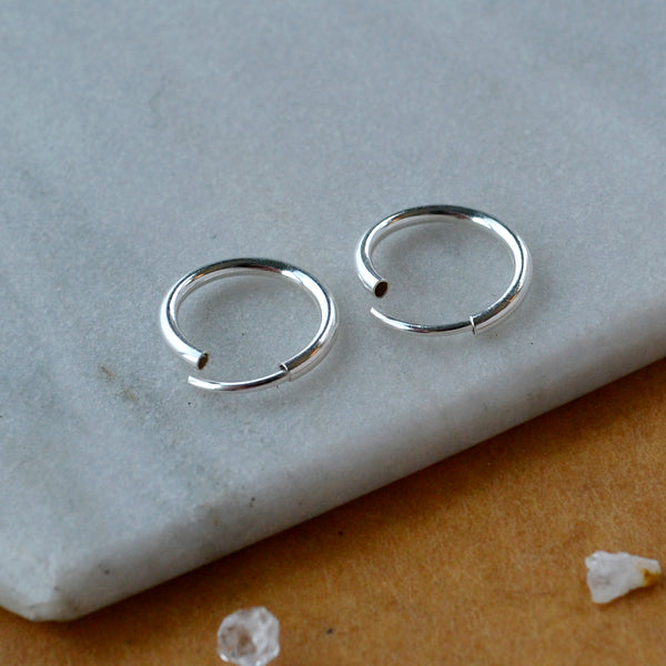 Endless Hoop Earrings - thin hollow tube classic round endless hoops (sizes)