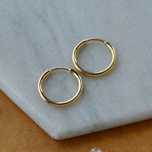 Endless Hoop Earrings - thin hollow tube classic round endless hoops (sizes)