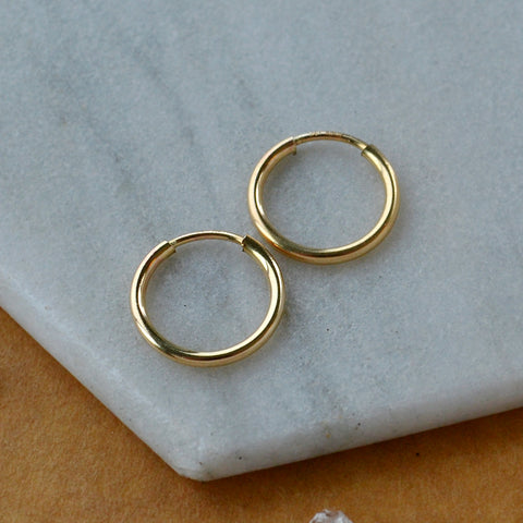 Endless Hoop Earrings - thin hollow tube classic round endless hoops (sizes)