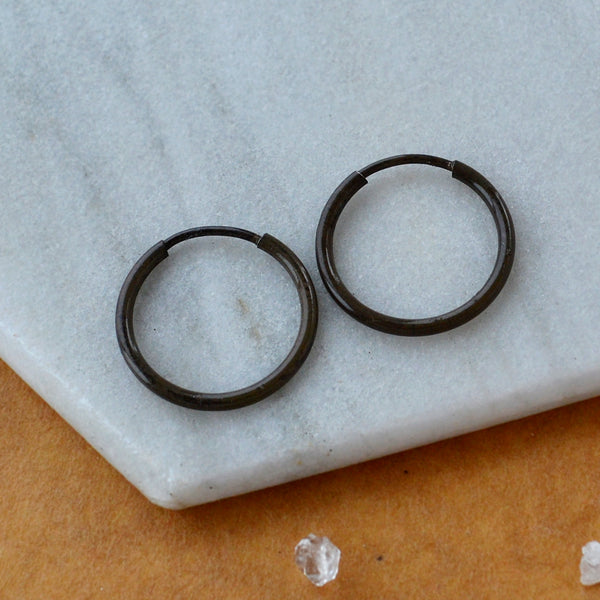 Endless Hoop Earrings - thin hollow tube classic round endless hoops (sizes)