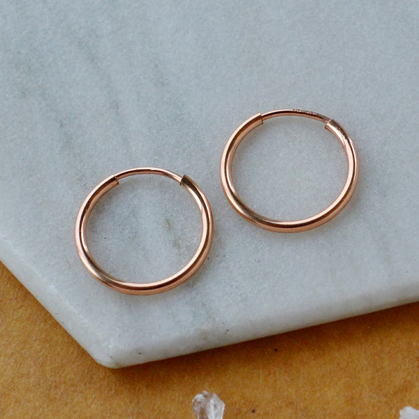 Endless Hoop Earrings - thin hollow tube classic round endless hoops (sizes)