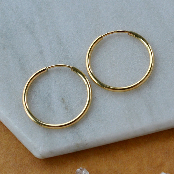 Endless Hoop Earrings - thin hollow tube classic round endless hoops (sizes)