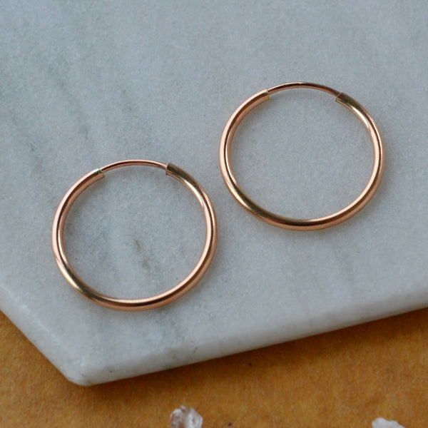 Endless Hoop Earrings - thin hollow tube classic round endless hoops (sizes)