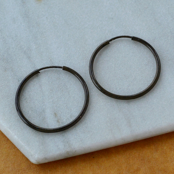 Endless Hoop Earrings - thin hollow tube classic round endless hoops (sizes)