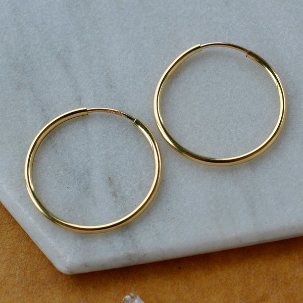 Endless Hoop Earrings - thin hollow tube classic round endless hoops (sizes)