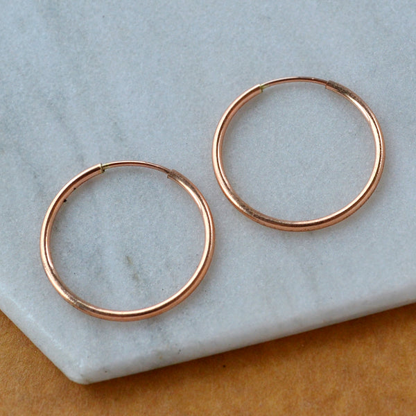 Endless Hoop Earrings - thin hollow tube classic round endless hoops (sizes)