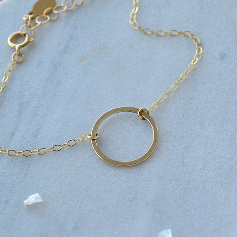 Eternity Bracelet flat matte circle open circle charm bracelets handmade dainty circle bracelet sustainable jewelry gold filled