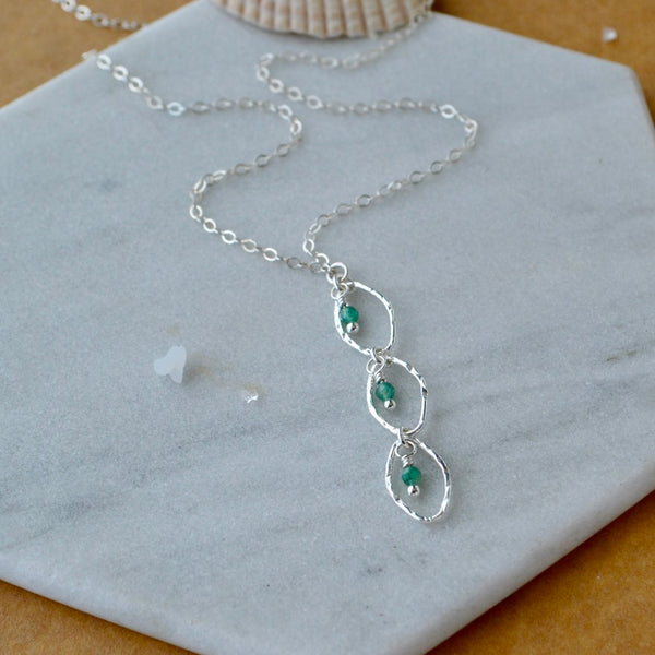 Splash Necklace - triple marquise dangle Y necklace with birthstones