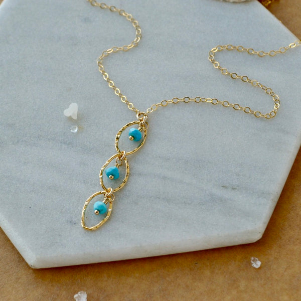 Splash Necklace - triple marquise dangle Y necklace with birthstones