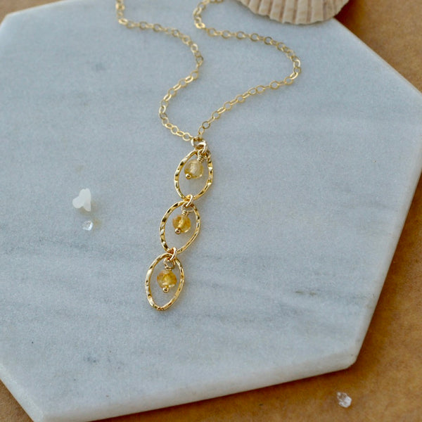 Splash Necklace - triple marquise dangle Y necklace with birthstones