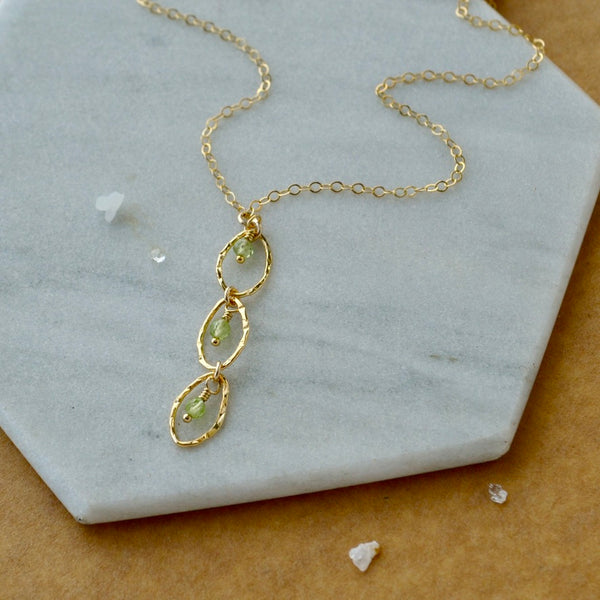 Splash Necklace - triple marquise dangle Y necklace with birthstones