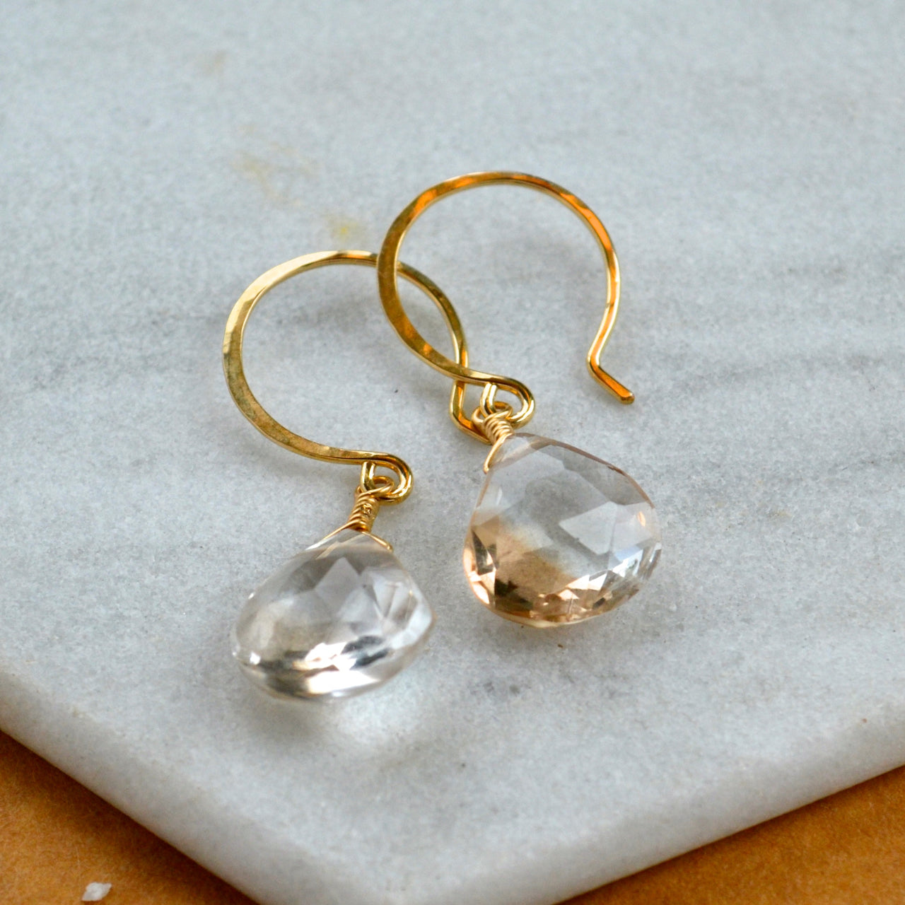 Golden Hour Earrings - champagne topaz gemstone drop earrings – Foamy Wader