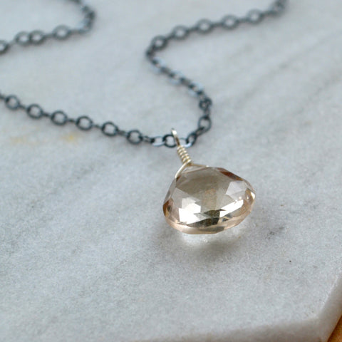 golden hour necklace champagne topaz necklace topaz dainty necklace sustainable jewelry gemstone necklace handmade topaz gem necklace black