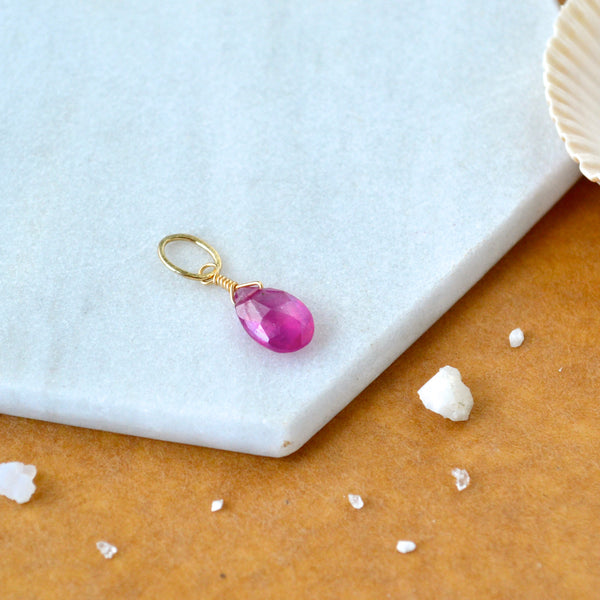 Hibiscus Pink Sapphire gemstone pendant necklace gemstone charm for charm bracelet necklace for charms for necklaces gold filled pink gem pendant