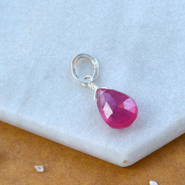 Hibiscus Pink Sapphire gemstone pendant necklace gemstone charm for charm bracelet necklace for charms for necklaces silver pink gem pendant