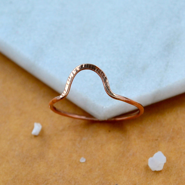 Horizon RING delicate hammered arch ring simple stacking rings 1mm wide stacker ring waterproof rings stacker ring U shaped handmade rings rose gold nickel free jewerly sustainable