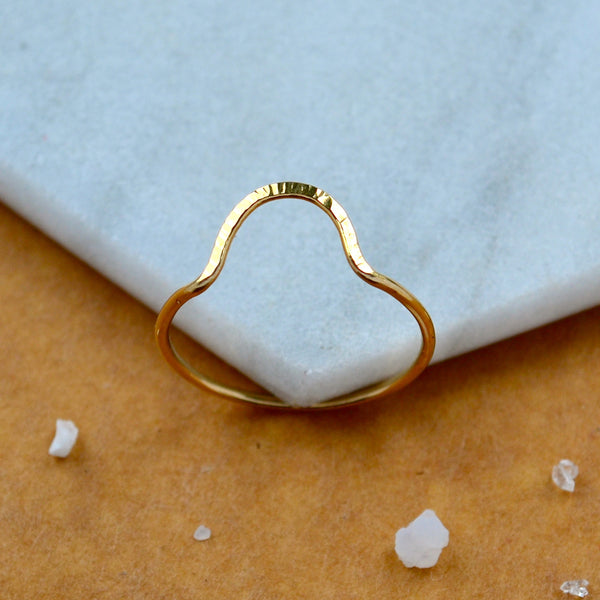 Horizon RING delicate hammered arch ring simple stacking rings 1mm wide stacker ring waterproof rings stacker ring U shaped handmade rings gold nickel free jewelry sustainable