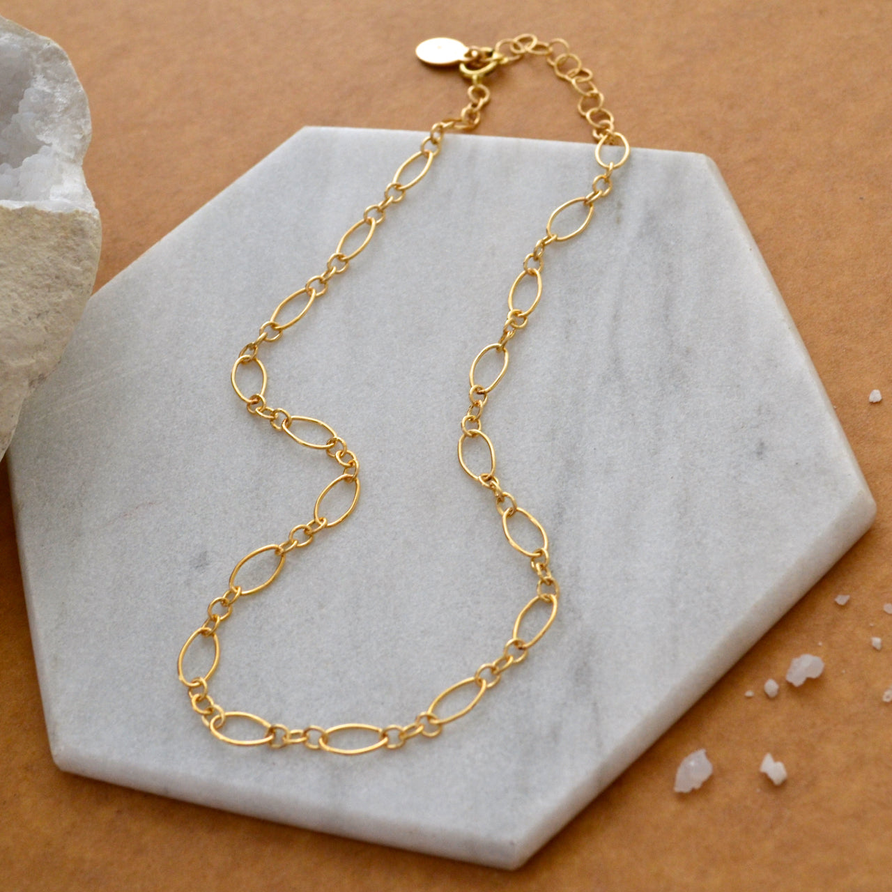Island Layering Chain Anklet - oval long and short layering chains
