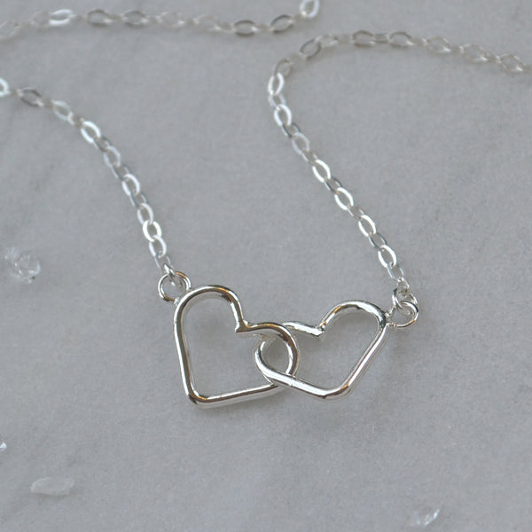 Infinite Love Necklace silver hearts necklace linked heart necklaces valentines day gift sustainable jewelry