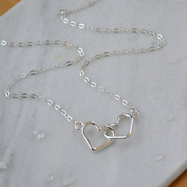 Infinite Love Necklace silver hearts necklace linked heart necklaces valentines day gift silver heart sustainable jewelry