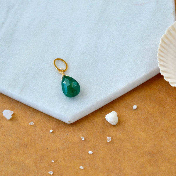 Isle Emerald gemstone pendant necklace gemstone charm for charm bracelet necklace for charms for necklaces 14K gold emerald green gem pendant