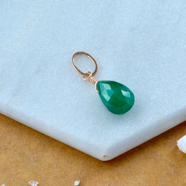Isle Emerald gemstone pendant necklace gemstone charm for charm bracelet necklace for charms for necklaces rose gold emerald green gem pendant