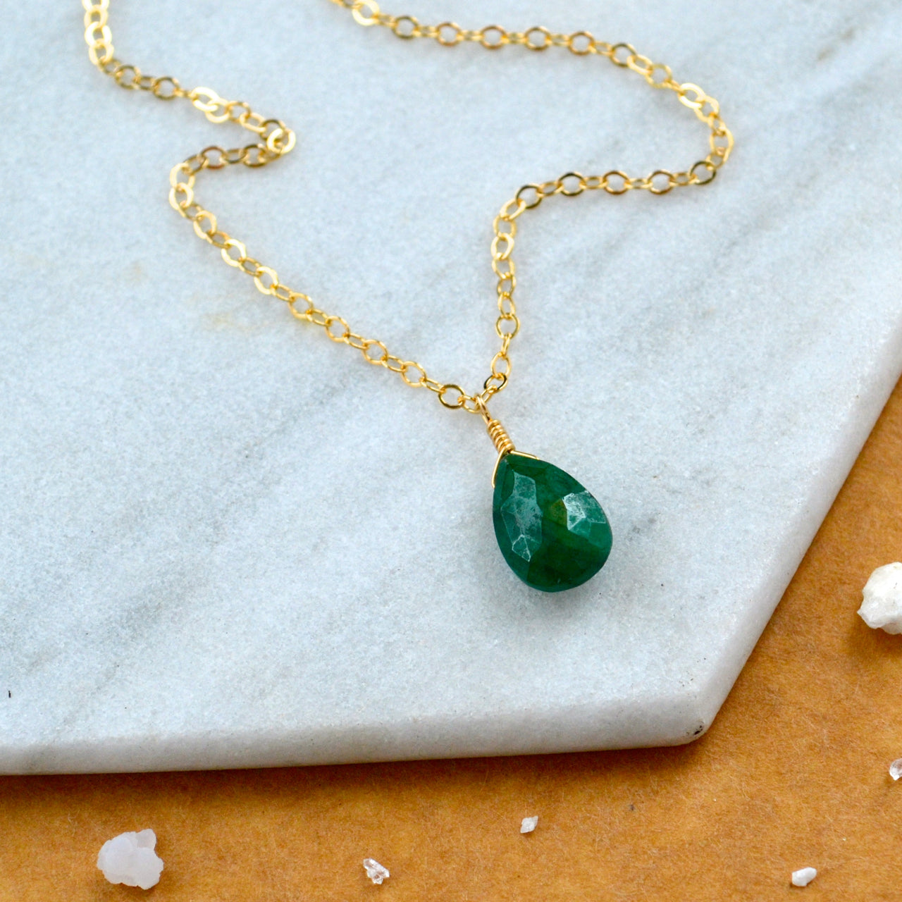 Isle necklace green emerald gemstone necklace handmade gem pendant emerald stone necklace simple gem charm emerald green gold necklace sustainable jewelry